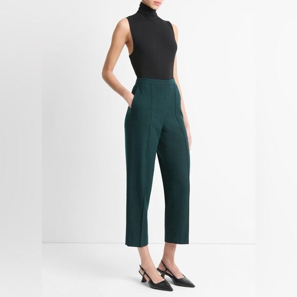 Vince Italian Flannel Mid Rise Easy Pull On Pant Green Sea Onyx Womens Size L - Picture 3 of 8